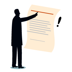 Kleine lettertjes lezen in een contract